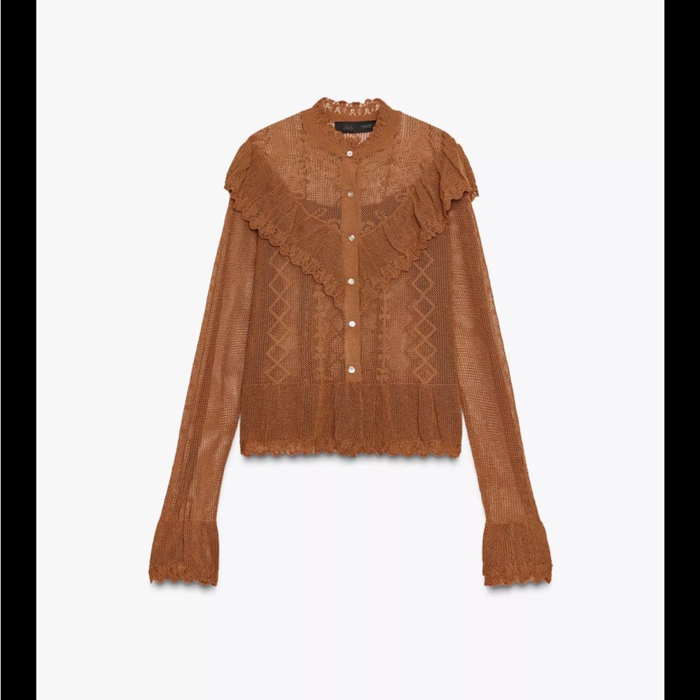 Zara Pointelle Knit Blouse